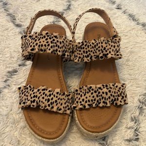 Leopard print platform sandals